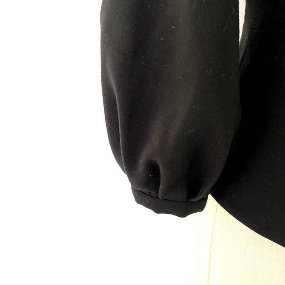 CAbi Abbott Jacket Blazer #3027 Puff Statement Sleeve Button Front Black Sz 4 - Picture 7 of 12
